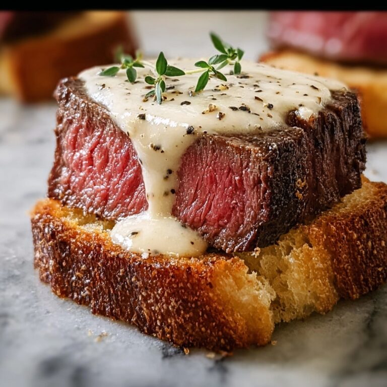 Beef Tenderloin Crostini with Parmesan Cream Sauce Recipe