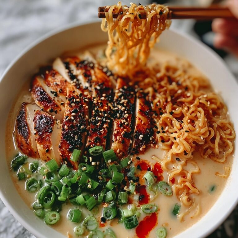 Fiery Chicken Ramen with Creamy Garlic Sauce Recipe
