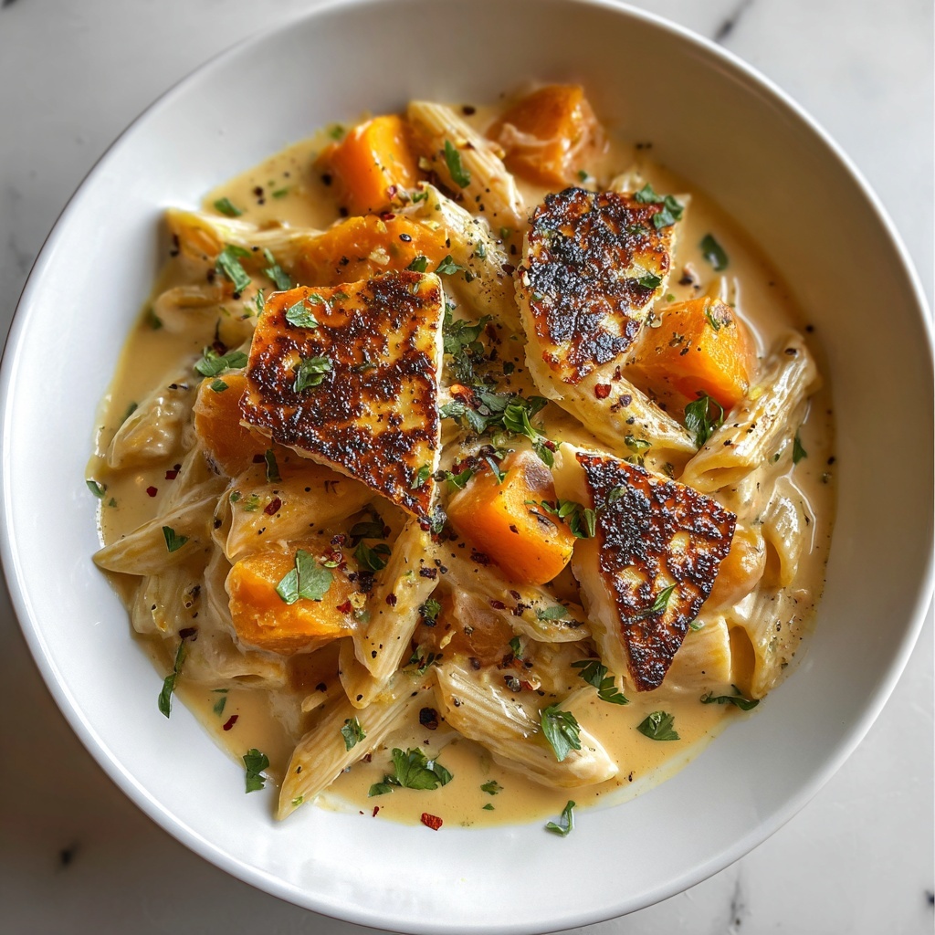 Butternut Squash Pasta with Creamy Sauce and Garlic Recipe - Recipe Image