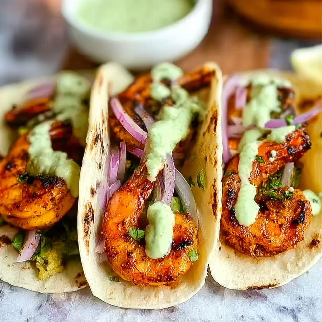 Spicy Shrimp Tacos with Avocado Crema Recipe - Recipe Image