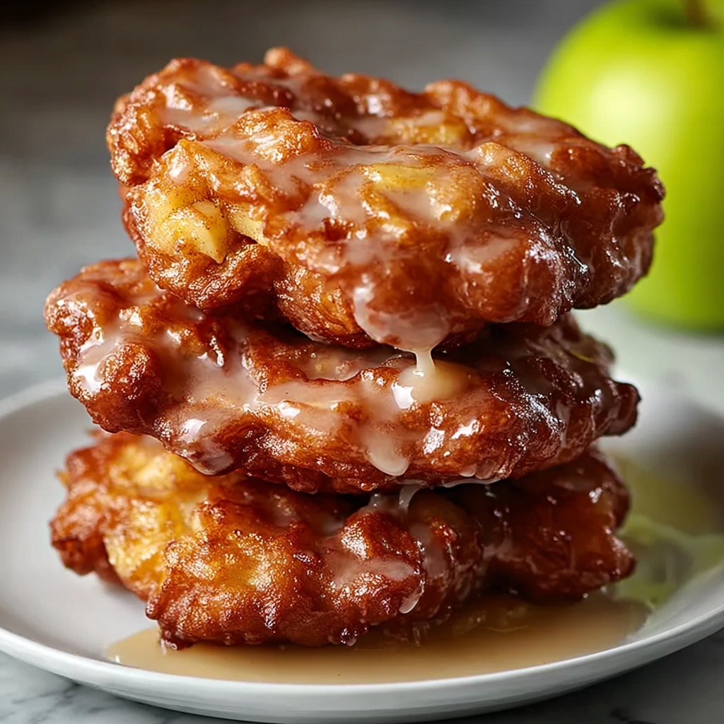 Baked Apple Fritters with Vanilla Yogurt and Apple Cider Glaze Recipe - Recipe Image