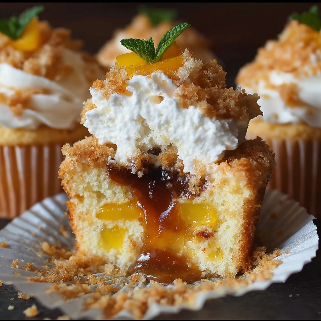 Peach Cobbler Cupcake Delight with Spiced Rum and Cinnamon Recipe - Recipe Image