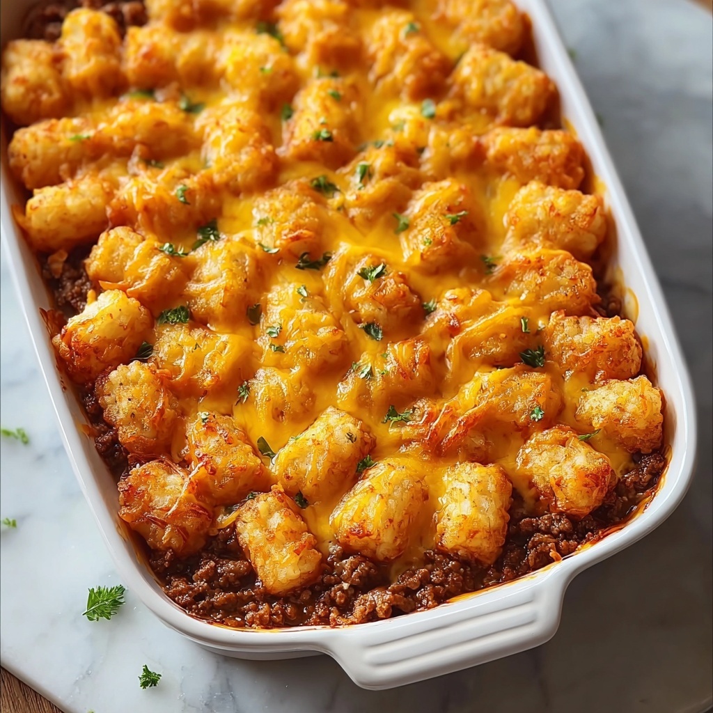 Tater Tot Casserole with Ground Beef and Cheddar Recipe - Recipe Image
