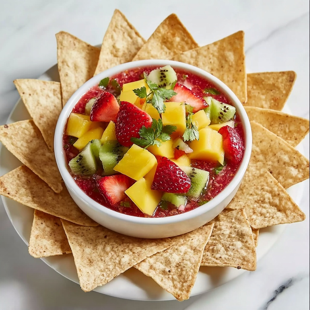 Strawberry Mango Salsa with Cinnamon-Sugar Tortilla Chips Recipe - Recipe Image