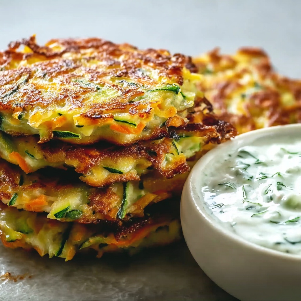 Crispy Vegetable Fritters with Creamy Garlic Tzatziki Recipe - Recipe Image