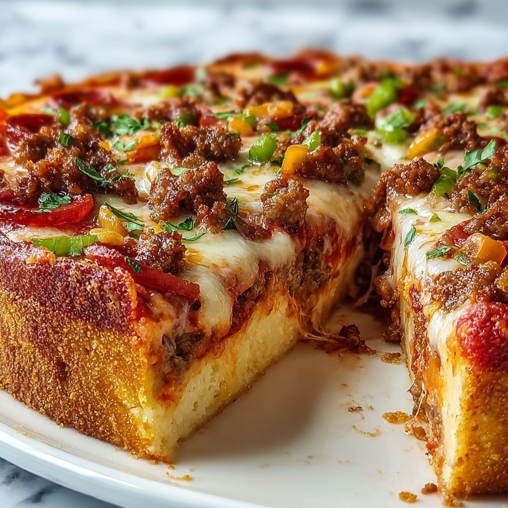 Deep-Dish Sausage and Vegetables Pizza Pie Recipe - Recipe Image