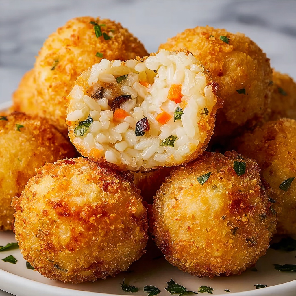 Creamy Mushroom and Gruyère Arancini with Marinara Dipping Sauce Recipe - Recipe Image