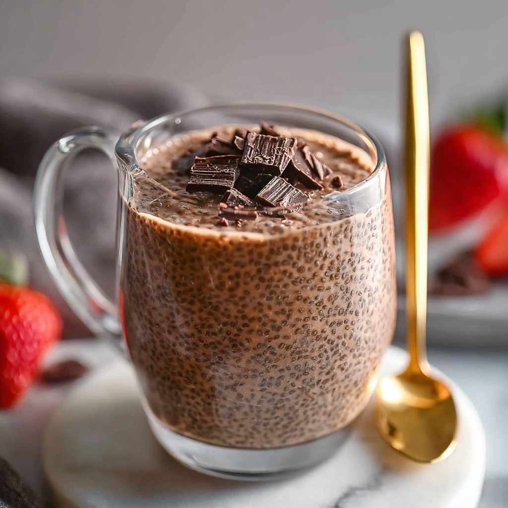 Chocolate Chia Pudding with Strawberries, Cacao Nibs, and Peanut Butter Recipe - Recipe Image