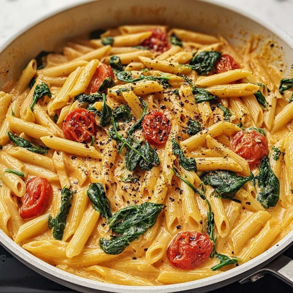 Delicious Spinach Tomato Pasta Recipe - Recipe Image