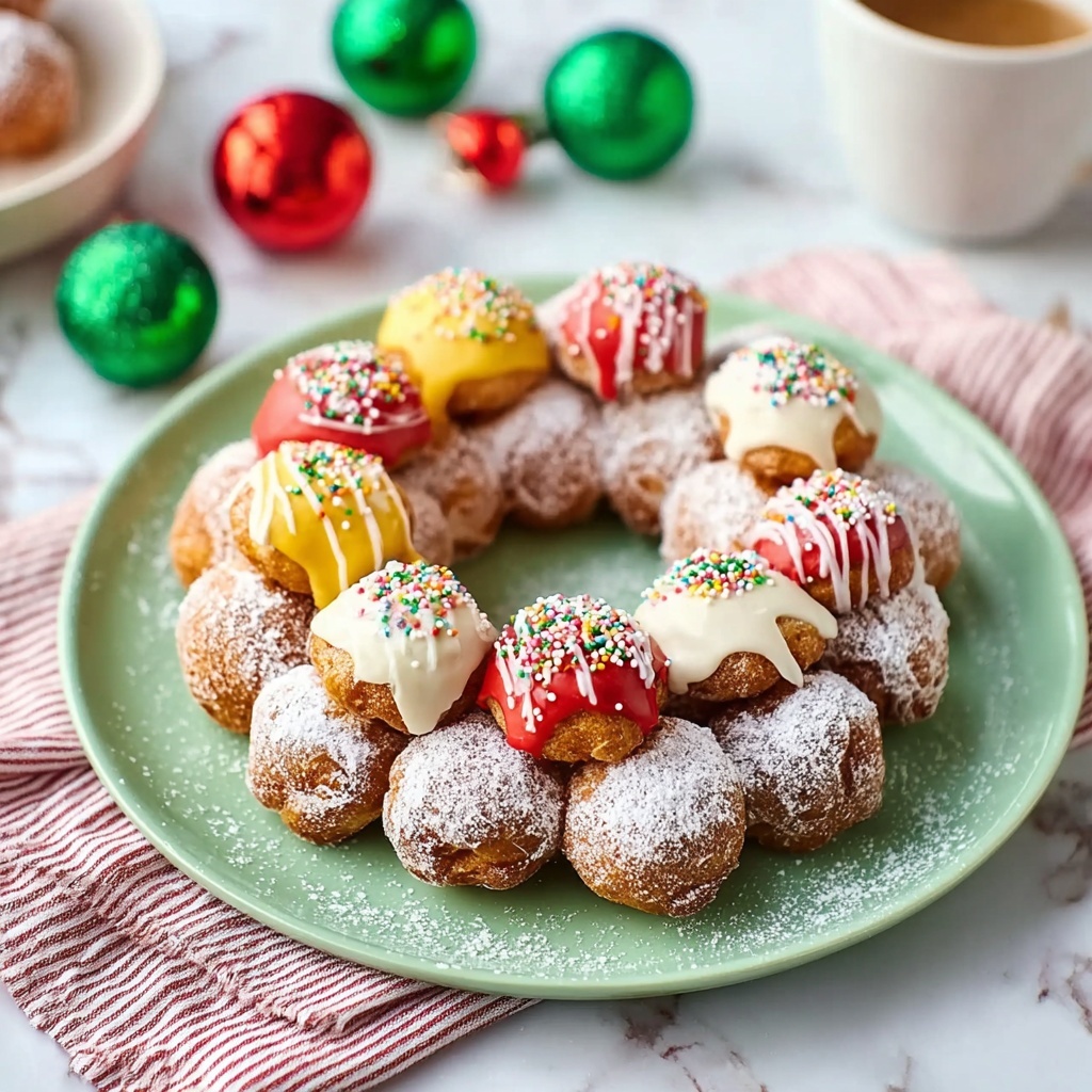 Donut Hole Christmas Wreath Recipe - Recipe Image