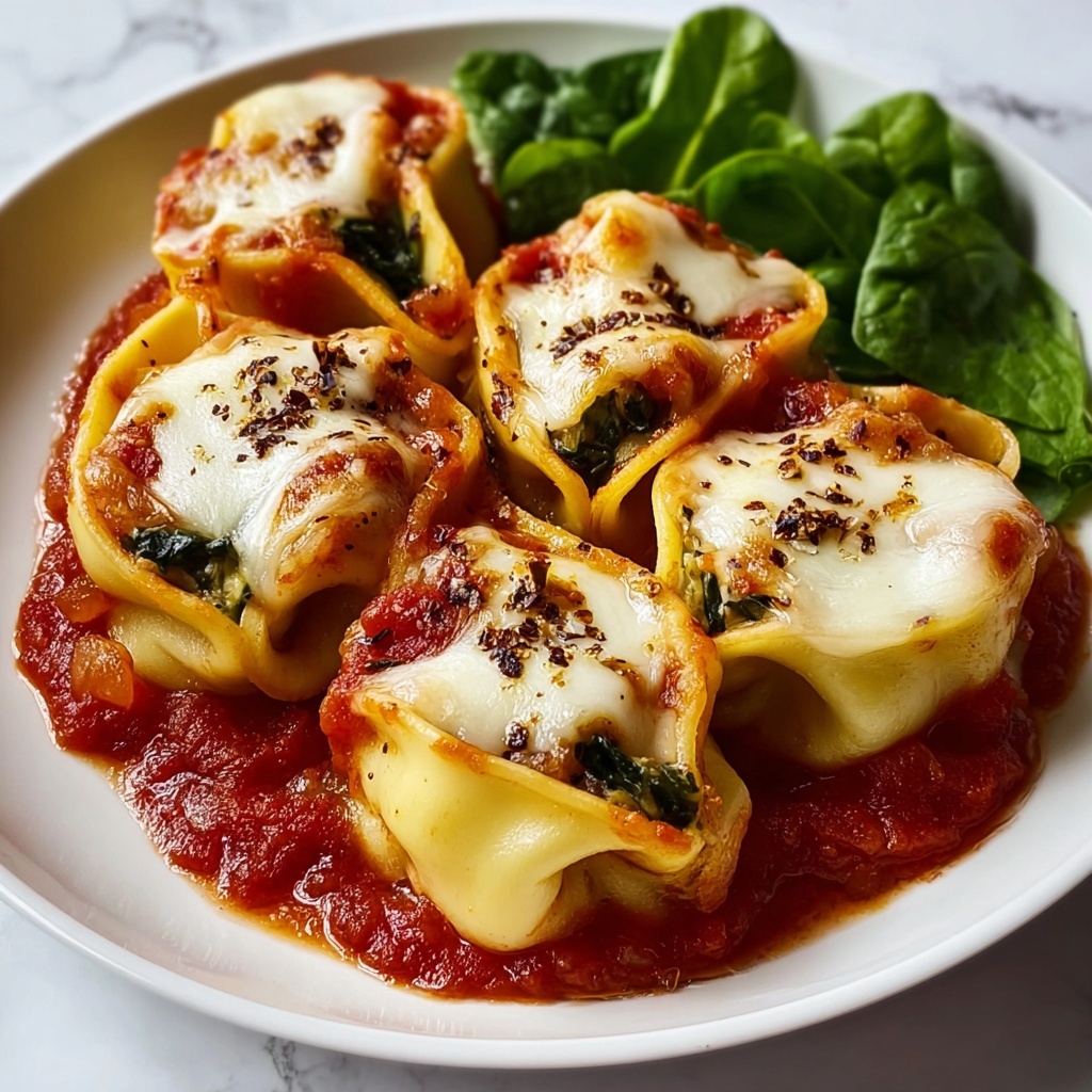 Cheese Tortellini Baked Casserole with Spinach and Marinara Recipe - Recipe Image