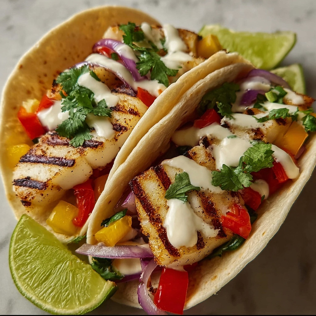 Fish Tacos with Garlic Lime Crema Recipe - Recipe Image