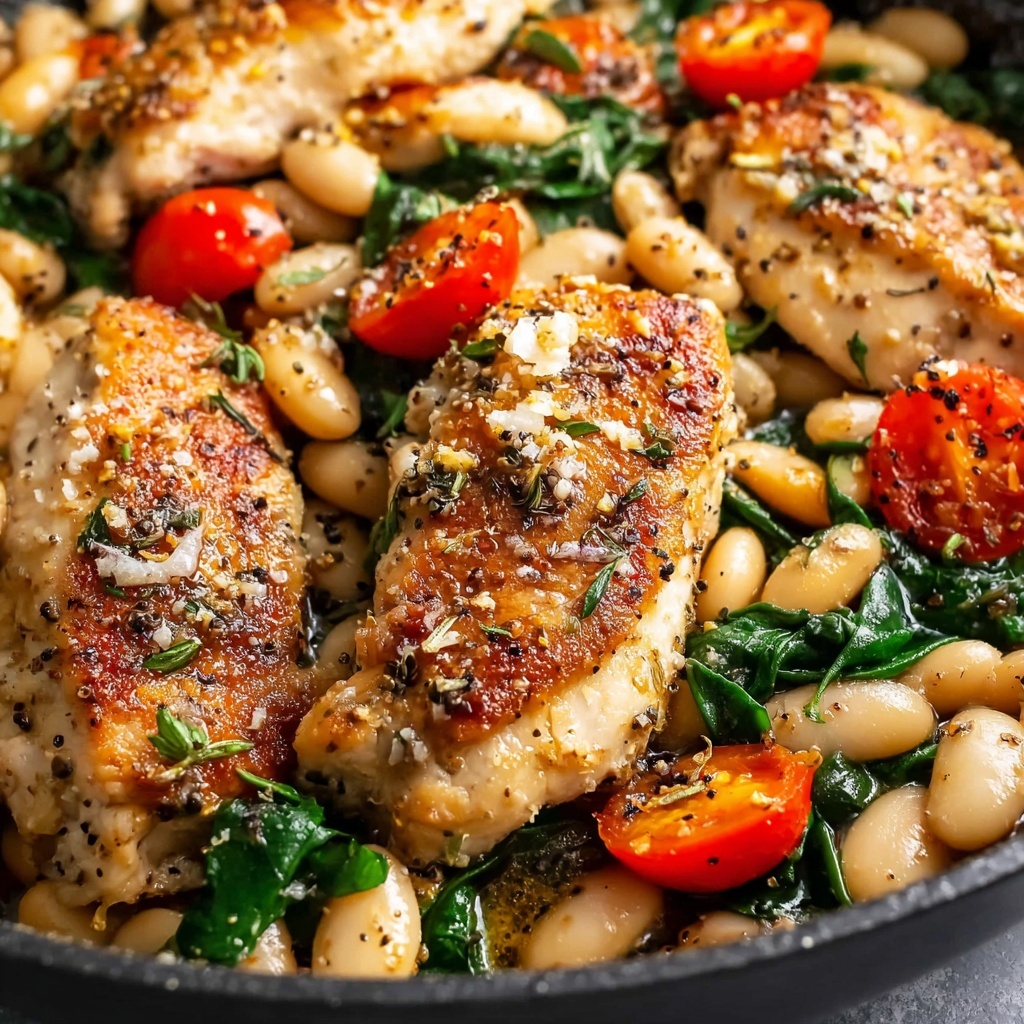 Herbed Chicken with Cannellini Beans and Cherry Tomatoes Recipe - Recipe Image