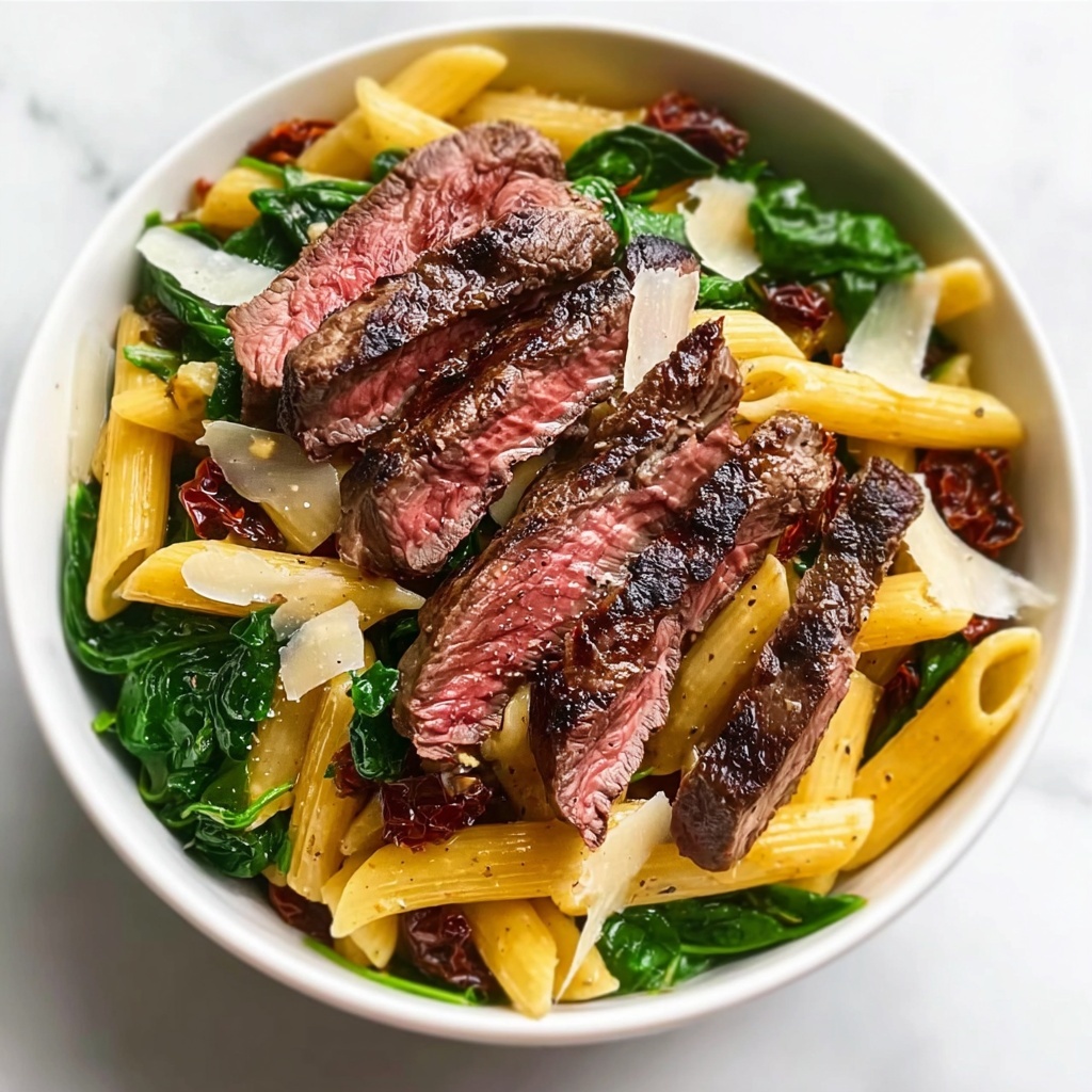 Steak Pasta with Creamy Garlic Sauce Recipe - Recipe Image