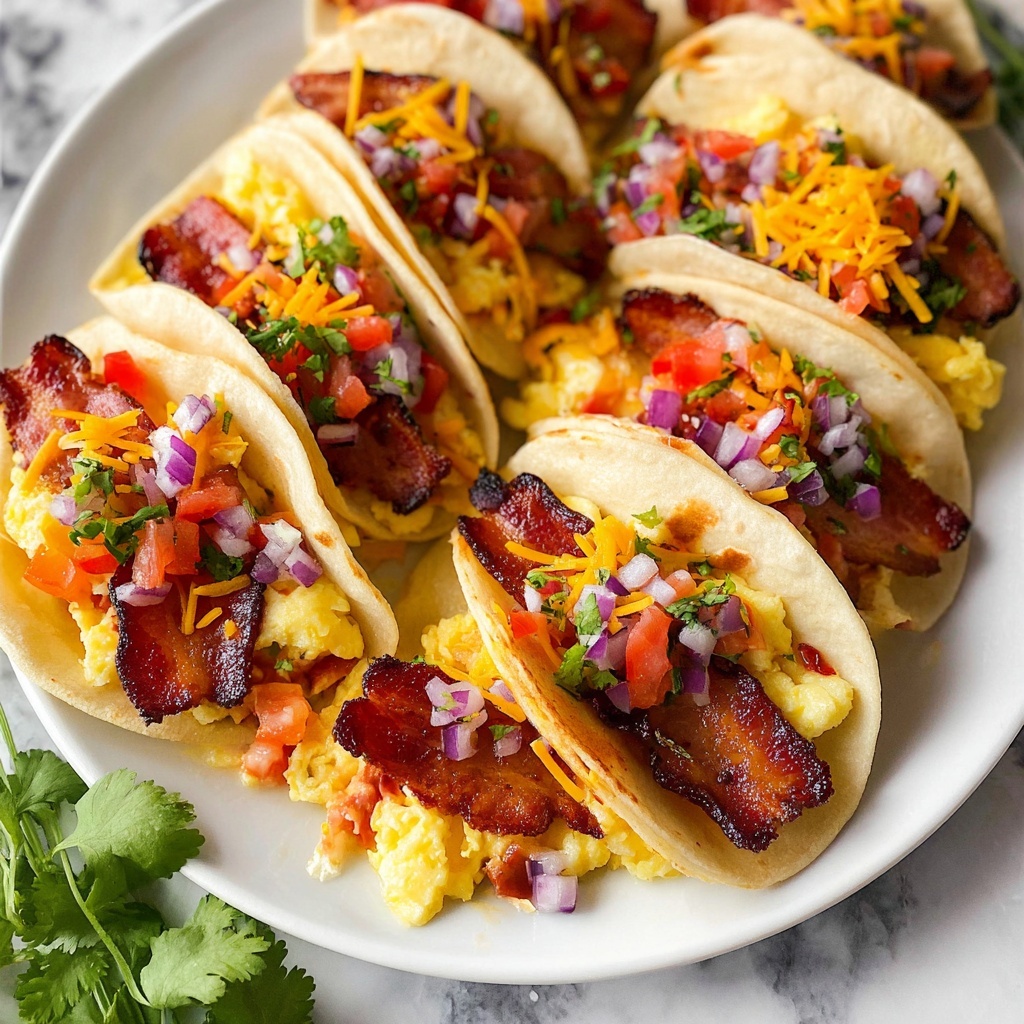 Pancake Tacos with Turkey Bacon, Scrambled Eggs, and Cheddar Recipe - Recipe Image