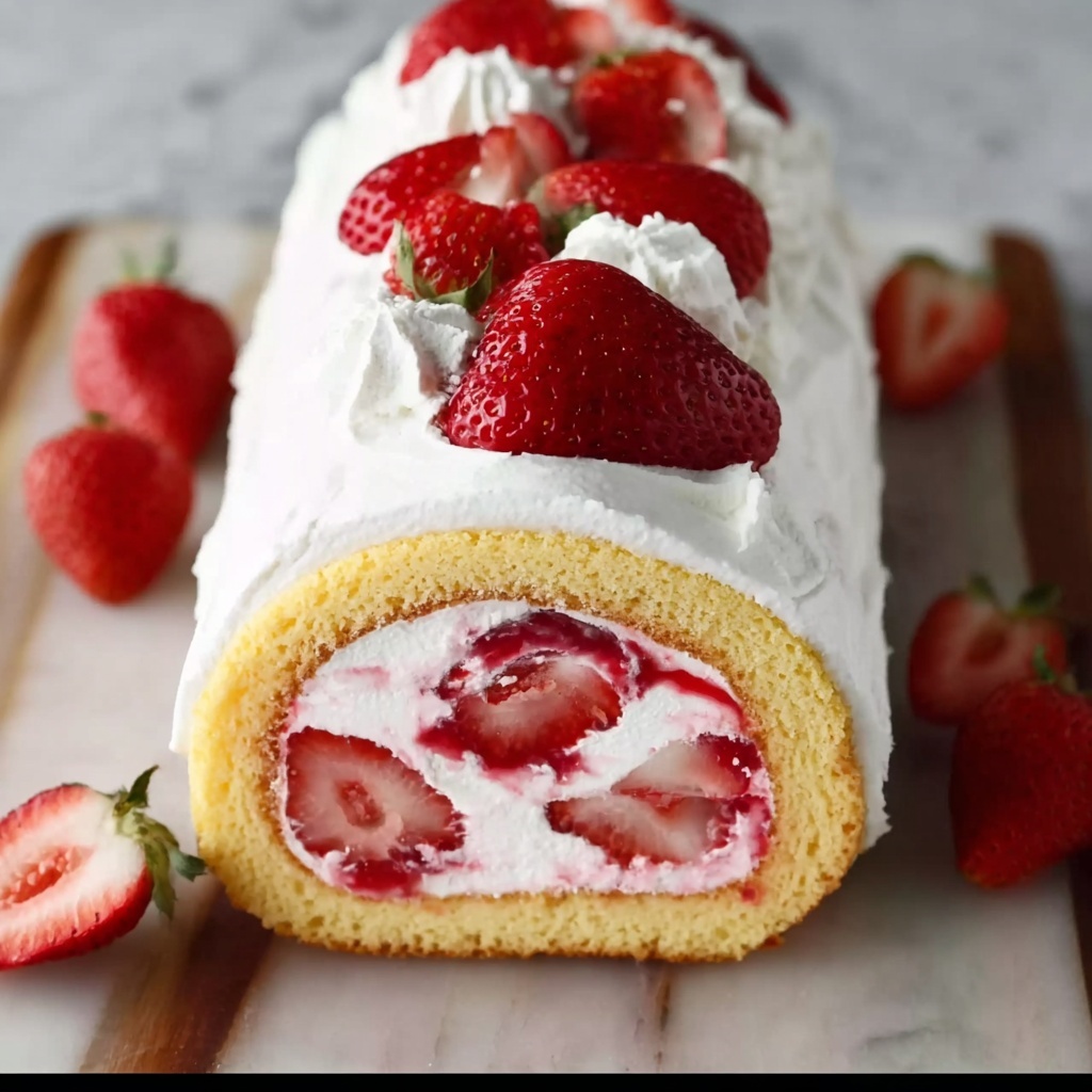 Strawberry Swiss Roll Cake Recipe - Recipe Image
