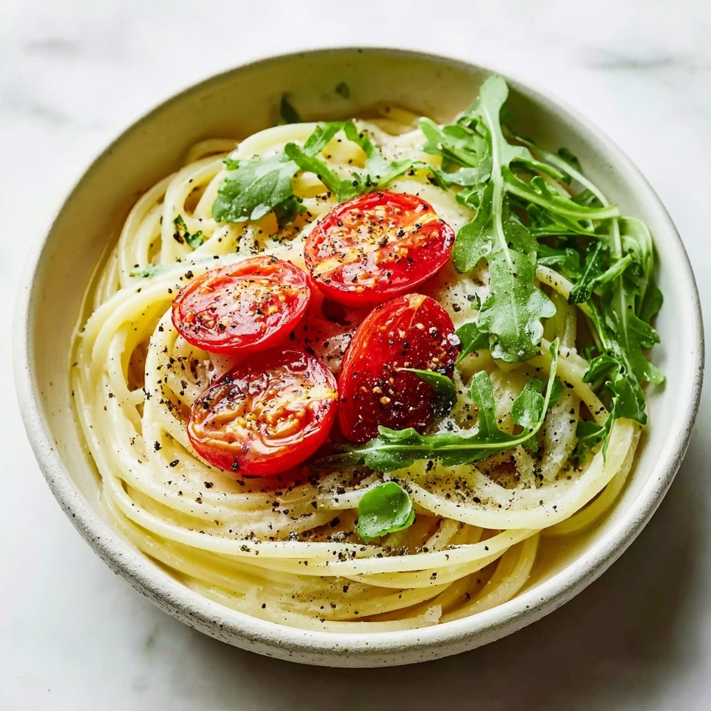 Creamy Avocado Pasta with Cherry Tomatoes and Arugula Recipe - Recipe Image