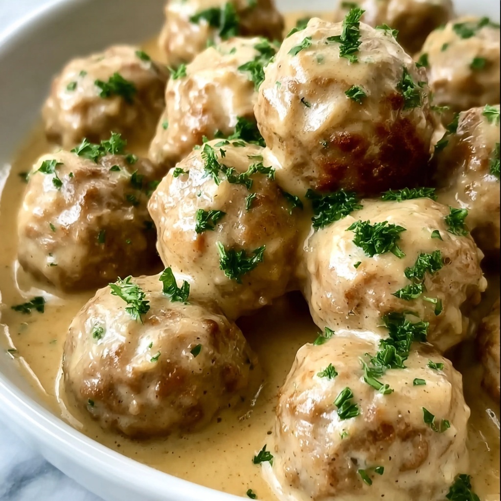 Creamy Swedish Meatballs with Rich Onion and Parmesan Sauce Recipe - Recipe Image