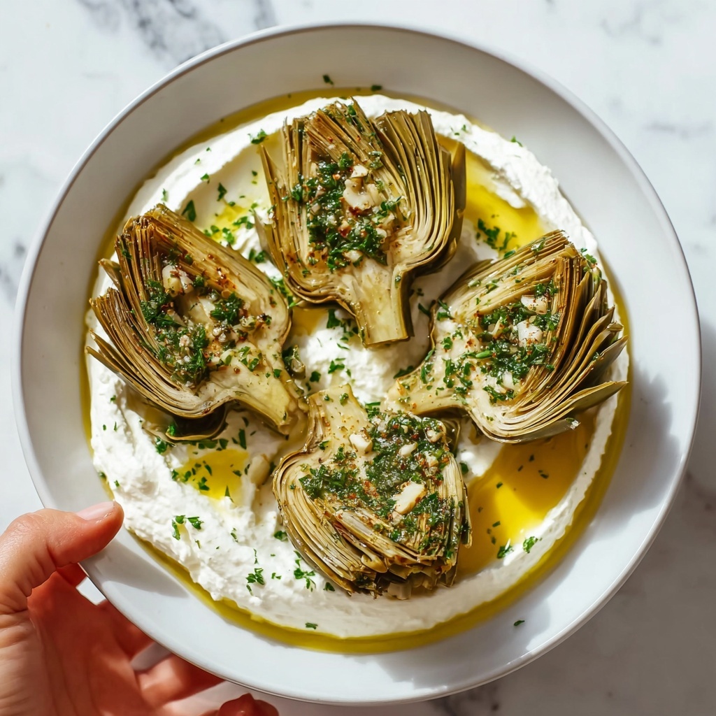 Artichokes on Whipped Ricotta with Herb Gremolata Recipe - Recipe Image