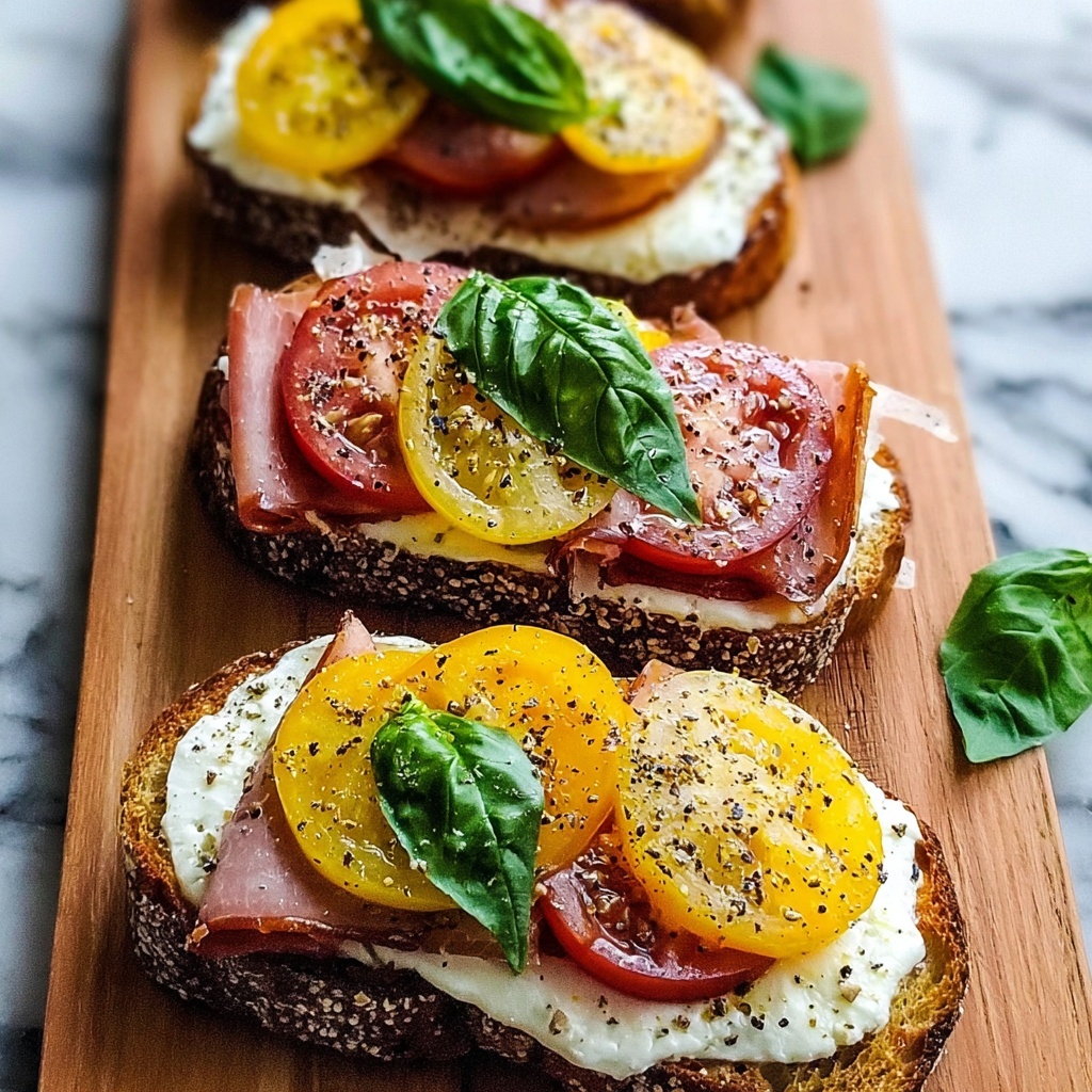 Cheesy Burrata Crostini with Prosciutto and Peaches Recipe - Recipe Image