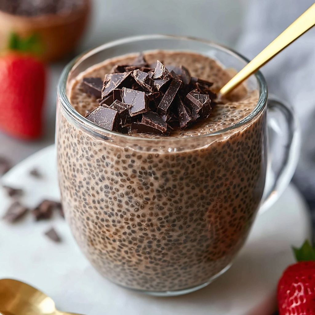 Chocolate Chia Pudding with Strawberries, Cacao Nibs, and Peanut Butter Recipe - Recipe Image
