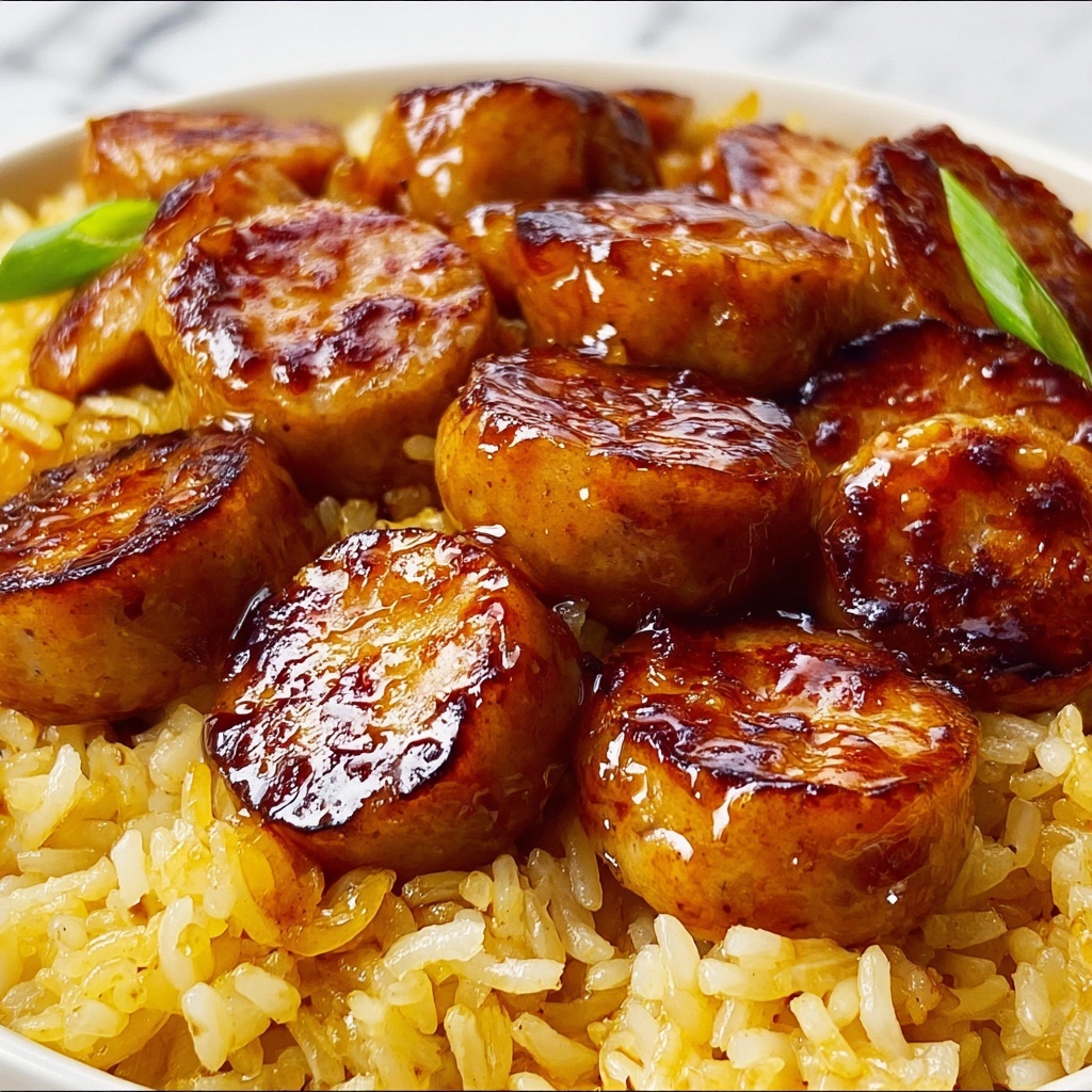 One-Pan Sweet & Tangy BBQ Sausage Rice Recipe - Recipe Image