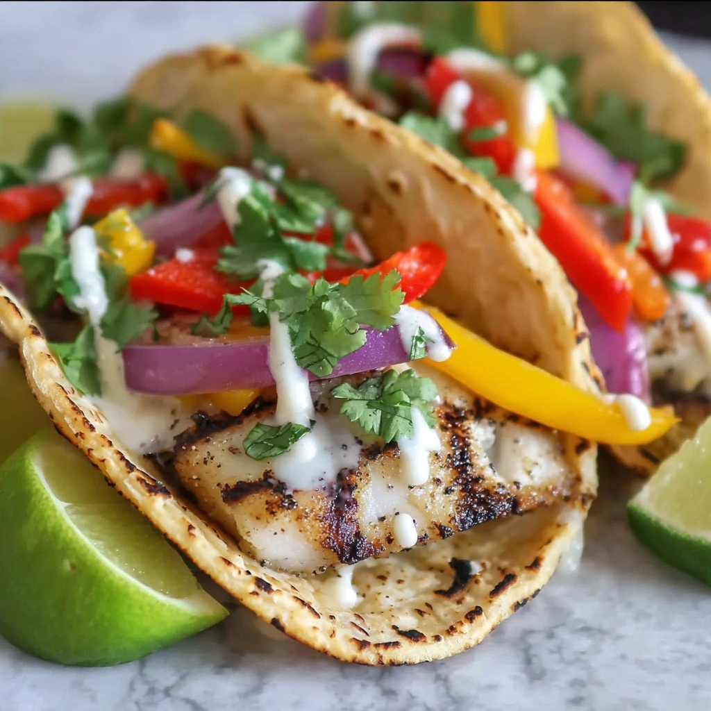 Fish Tacos with Garlic Lime Crema Recipe - Recipe Image