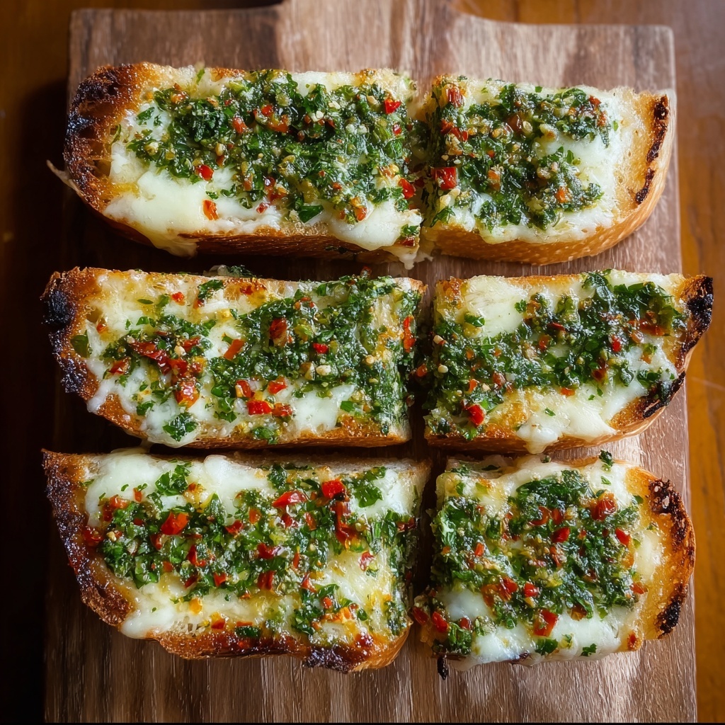 Cheesy Chimichurri Garlic Bread Recipe - Recipe Image