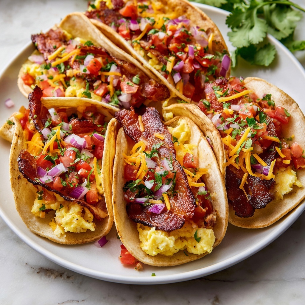 Pancake Tacos with Turkey Bacon, Scrambled Eggs, and Cheddar Recipe - Recipe Image