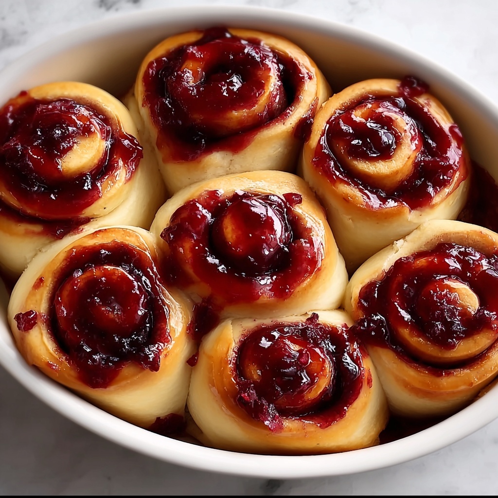 Cherry Cinnamon Rolls with Homemade Cherry Filling and Cream Cheese Frosting Recipe - Recipe Image