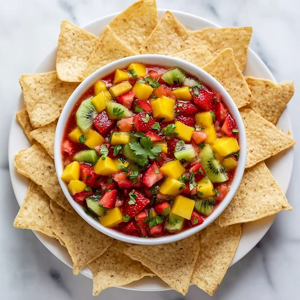 Strawberry Mango Salsa with Cinnamon-Sugar Tortilla Chips Recipe - Recipe Image