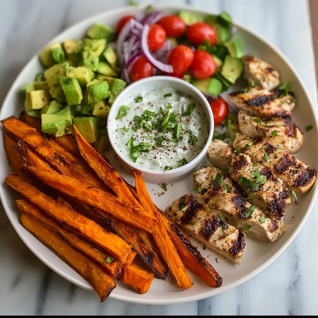 Chicken with Sweet Potato Fries & Avocado Salsa Recipe - Recipe Image