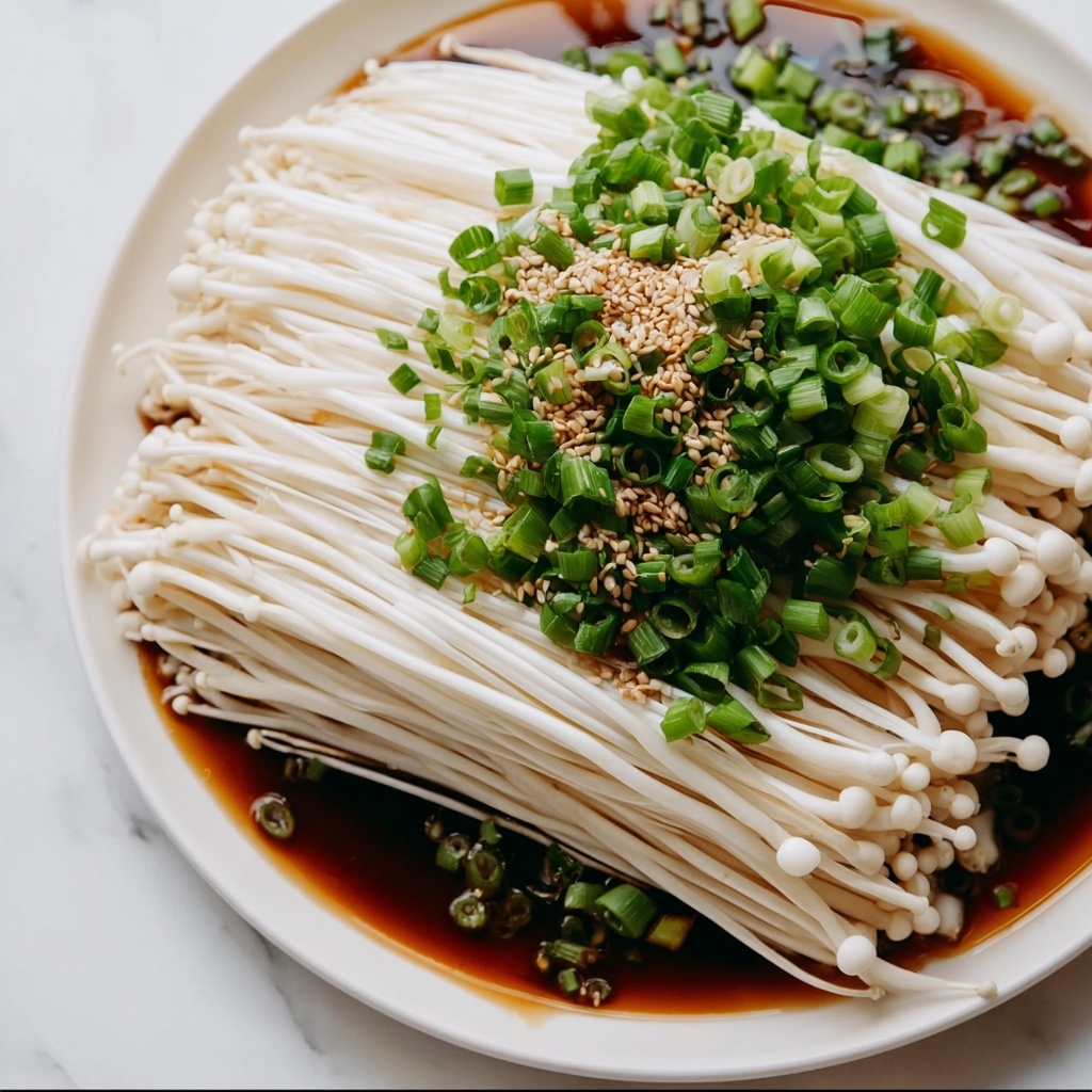 Enoki Mushrooms with Garlic & Scallion Sauce Recipe - Recipe Image