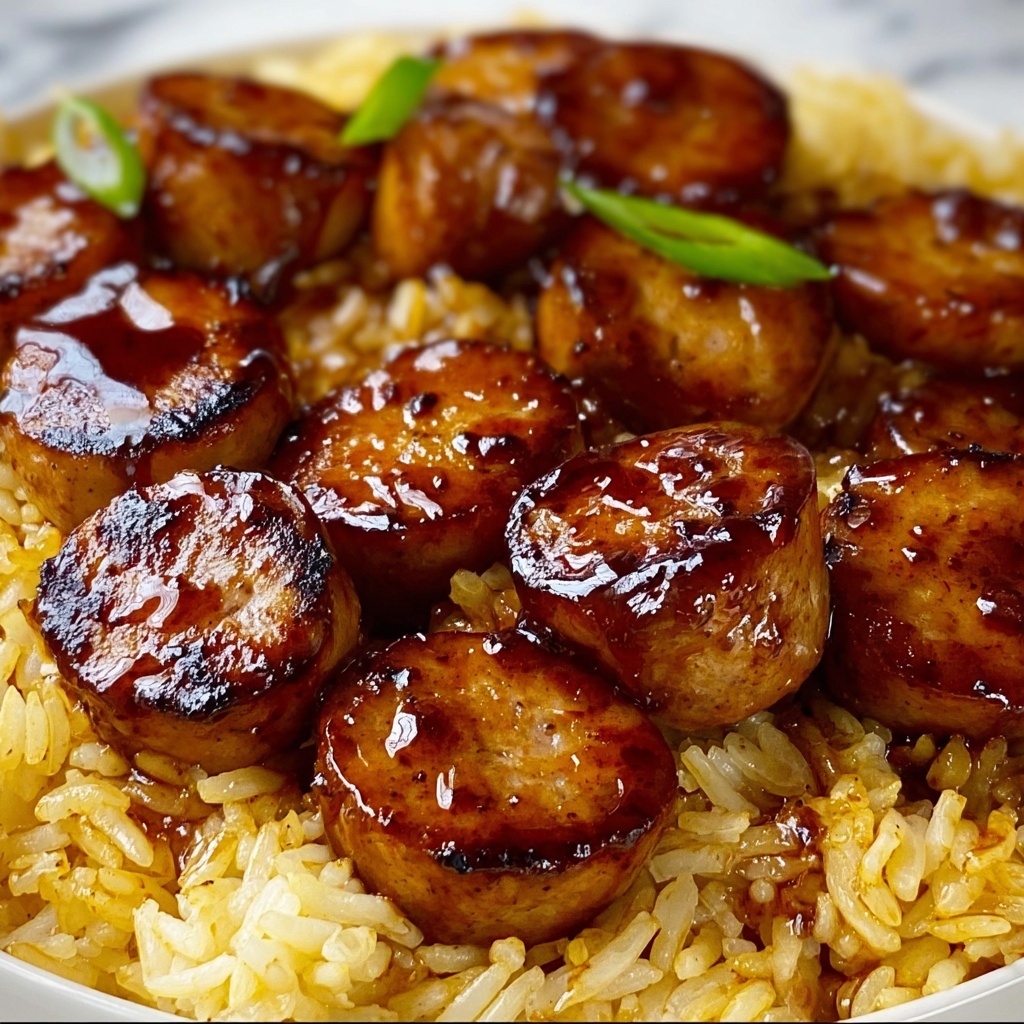 One-Pan Sweet & Tangy BBQ Sausage Rice Recipe - Recipe Image