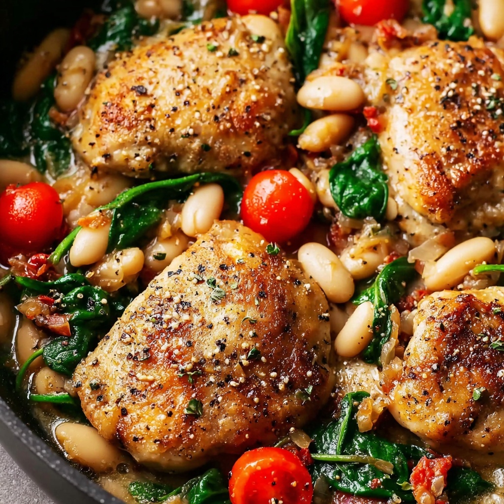 Herbed Chicken with Cannellini Beans and Cherry Tomatoes Recipe - Recipe Image
