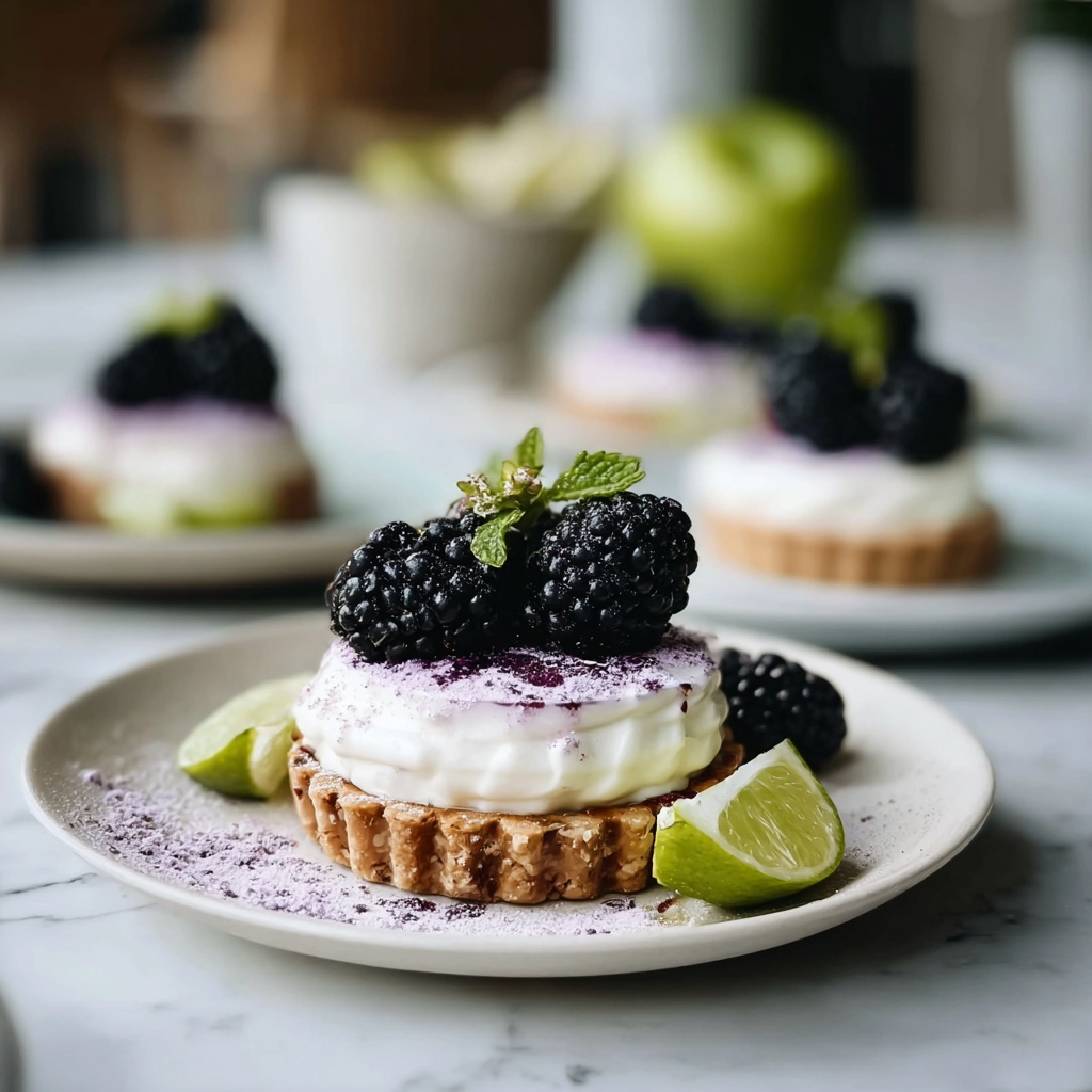 Mini Key Lime Pies with Blackberry Topping Recipe - Recipe Image