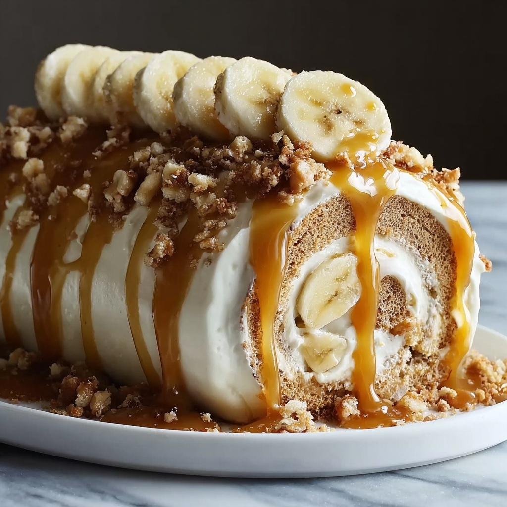 Banana Caramel Roll Cake Recipe - Recipe Image
