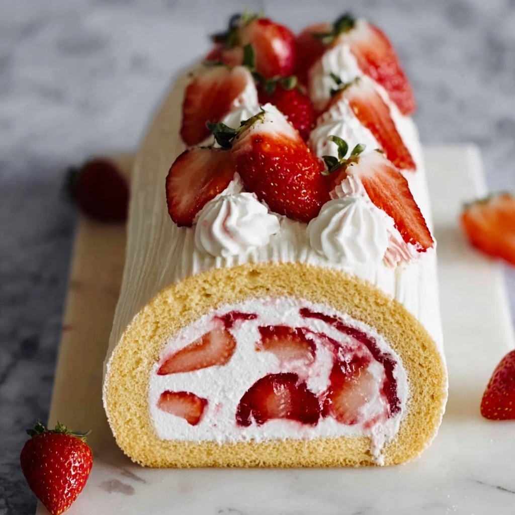 Strawberry Swiss Roll Cake Recipe - Recipe Image