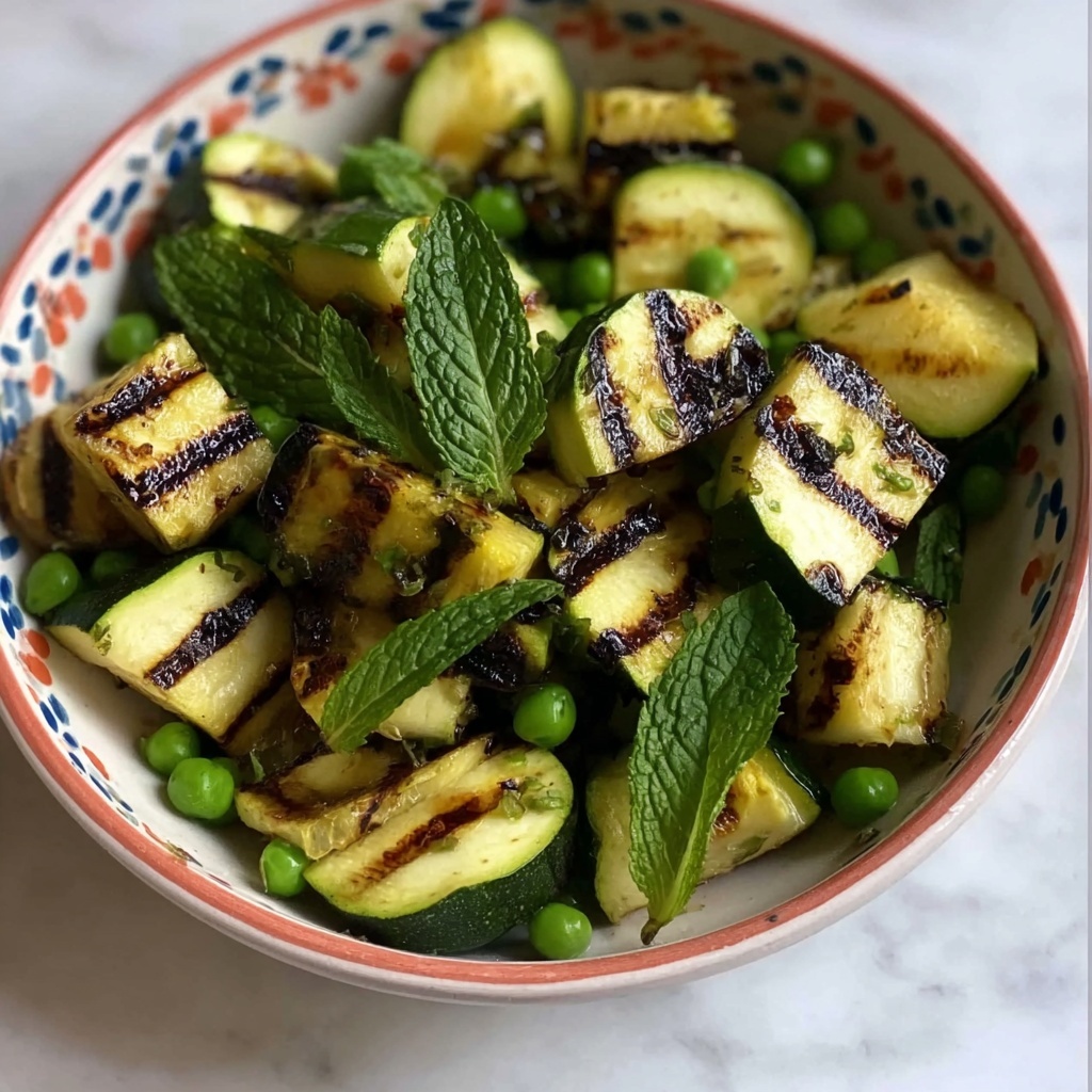 Grilled Zucchini, Halloumi & Pea Salad with Mint, Dijon & Lemon Recipe - Recipe Image