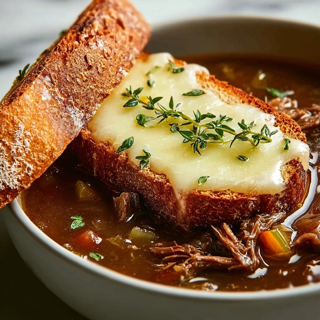 Savory Short Rib French Onion Soup with Gruyère Toast Recipe - Recipe Image