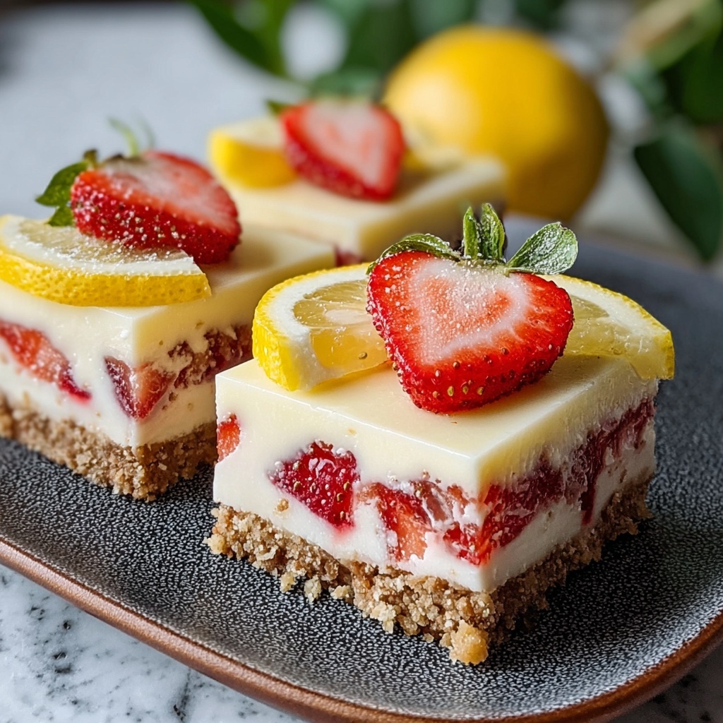 Strawberry Lemonade Cheesecake Bars Recipe - Recipe Image