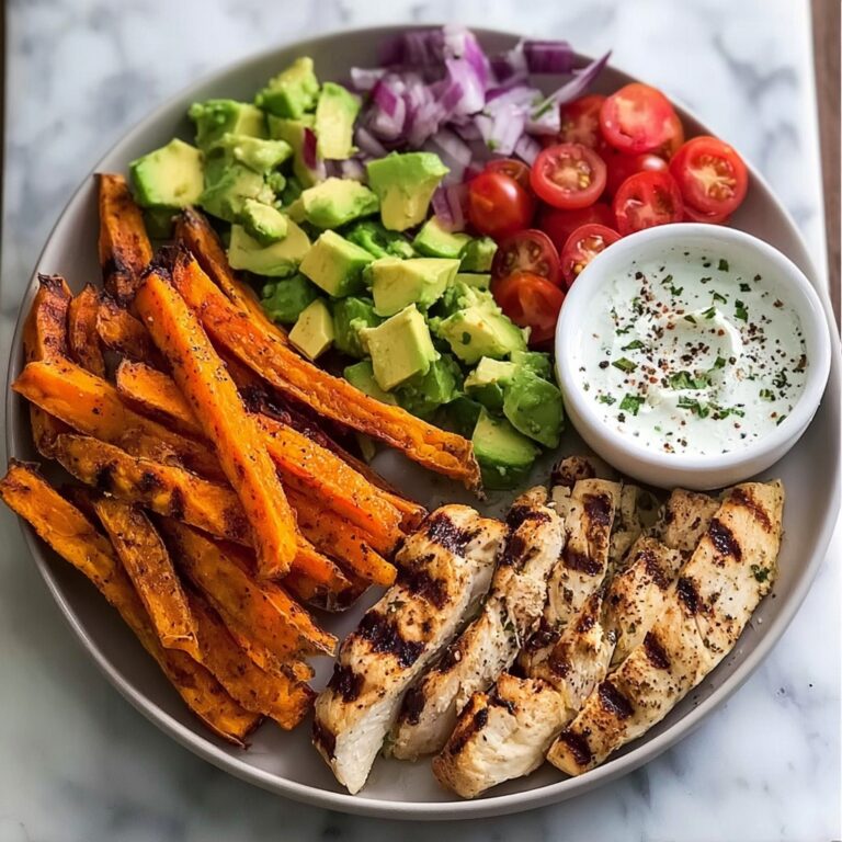 Chicken with Sweet Potato Fries & Avocado Salsa Recipe