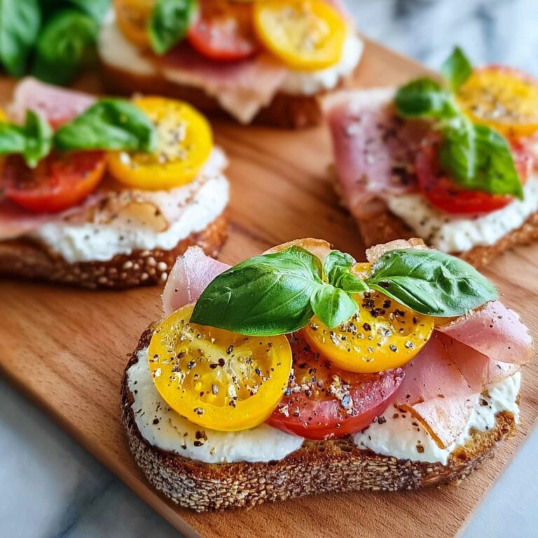 Cheesy Burrata Crostini with Prosciutto and Peaches Recipe