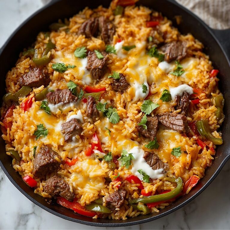 One Pan Steak Fajita and Rice Skillet Recipe