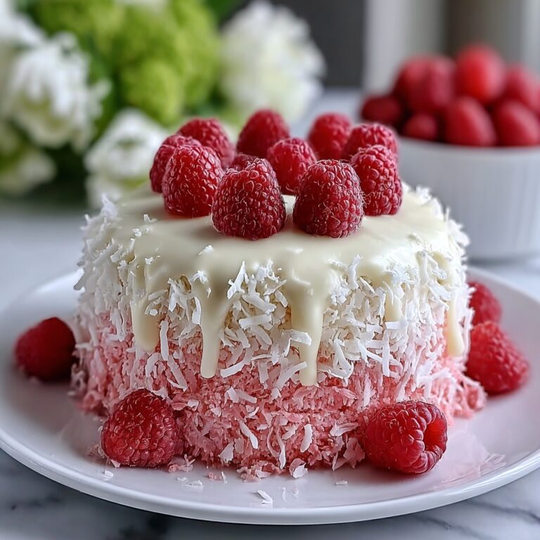 Raspberry Coconut Snowball Cake Recipe