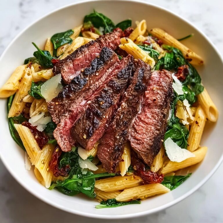 Steak Pasta with Creamy Garlic Sauce Recipe