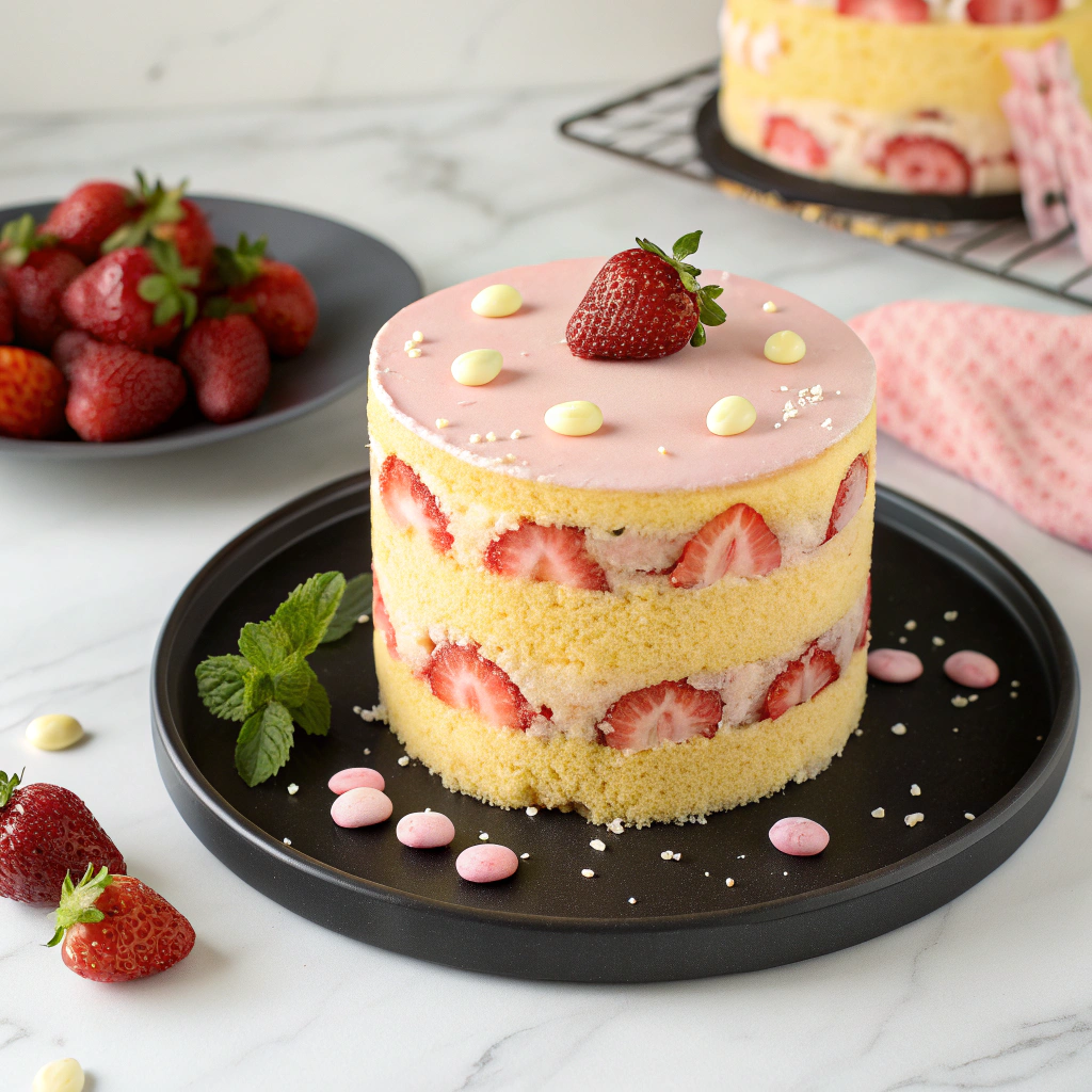 Strawberry Seismic Cake Recipe - Recipe Image