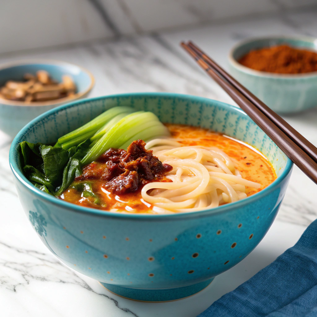 Easy Japanese Tan Tan Men: Creamy Spicy Ramen Soup with Ground Pork and Sesame Recipe - Recipe Image