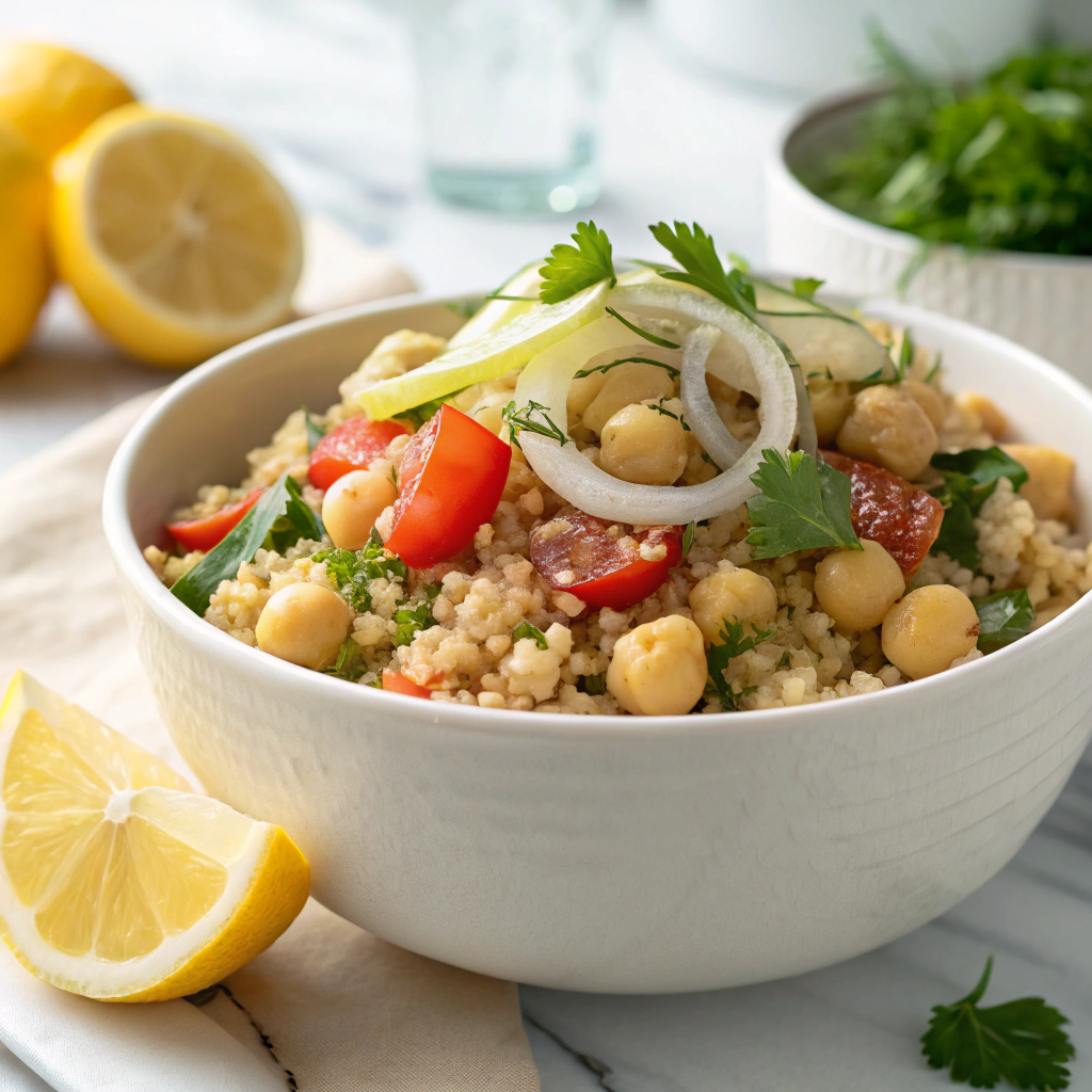 Lemon Herb Quinoa with Chickpeas Recipe - Recipe Image