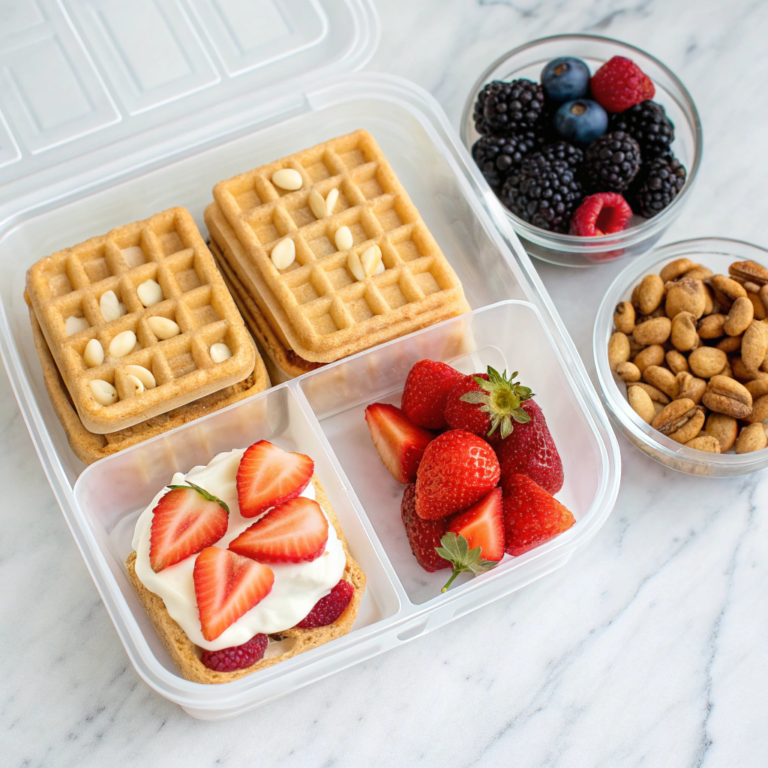 Mini Waffle Sandwiches with Strawberries for the Lunchbox Recipe